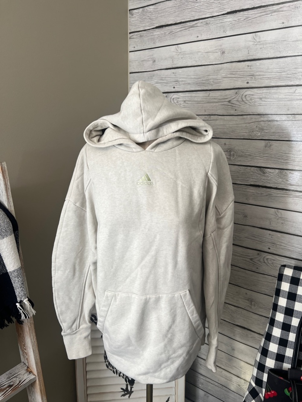 Adidas Heather  Gray Hoodie with Small Chest Logo